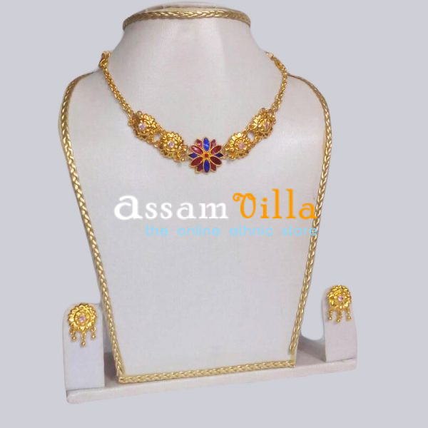 Buy Assamese Traditional Stone Sewali Phool Haar Jewellery Set - AssamVilla