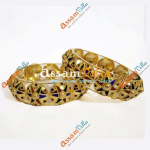 Assamese Traditional Multicolored Jaapi Bangle (Pair) Jewellery Set