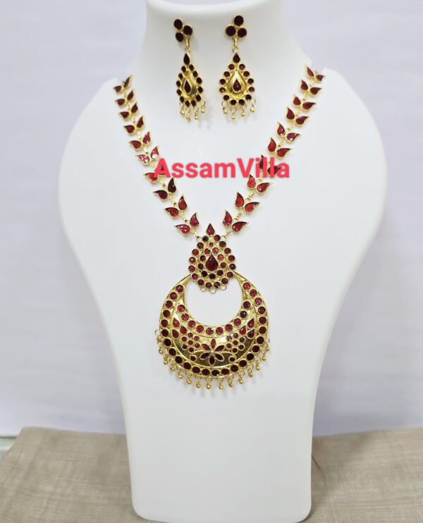 Assamese traditional pure silver based gold polished Junbiri - doogdoogi design necklace
