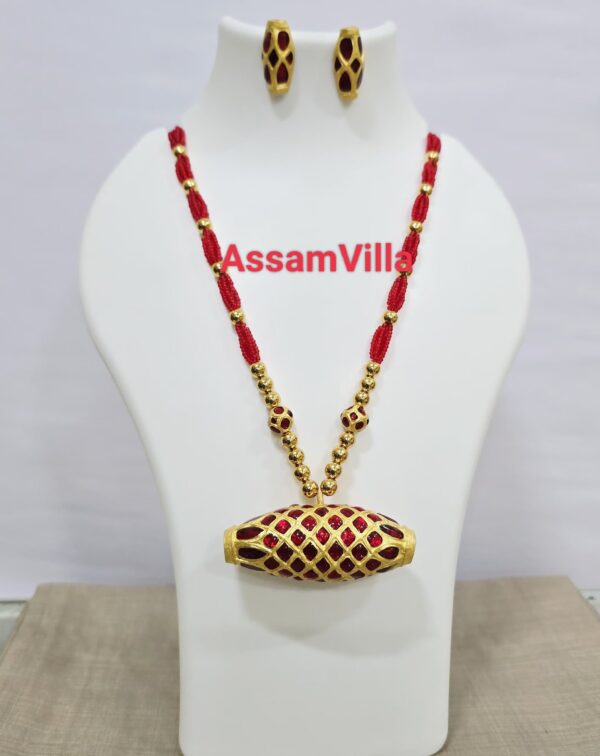 Assamese traditional pure silver based gold foiled (kesahun) large dholbiri set