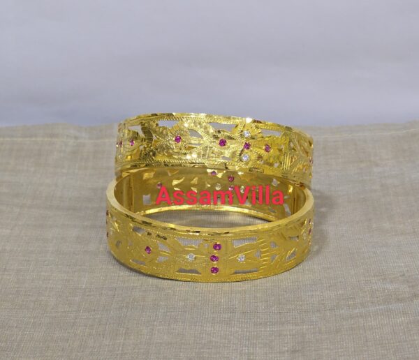 Assamese traditional pure silver based gold polished katai bangle (sizes can be customised)