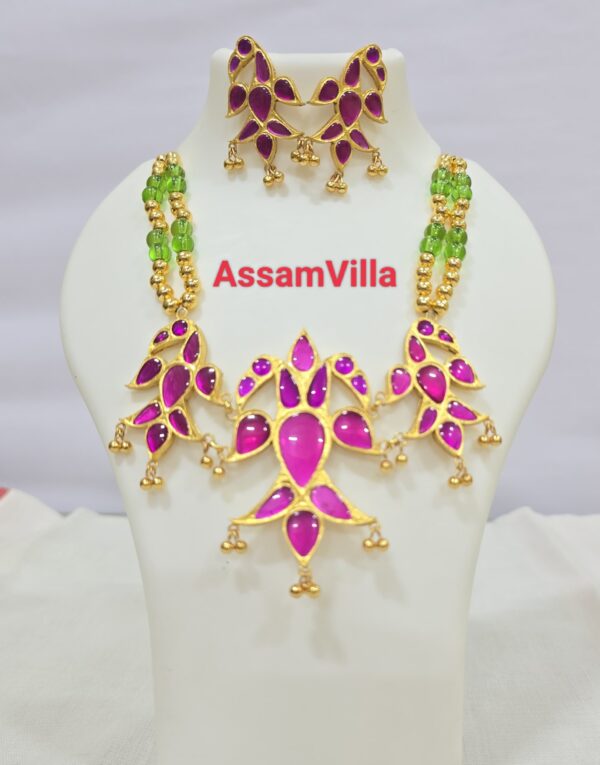 Assamese traditional pure silver based gold foiled real stone henpota golpota with lifetime repolishable warranty