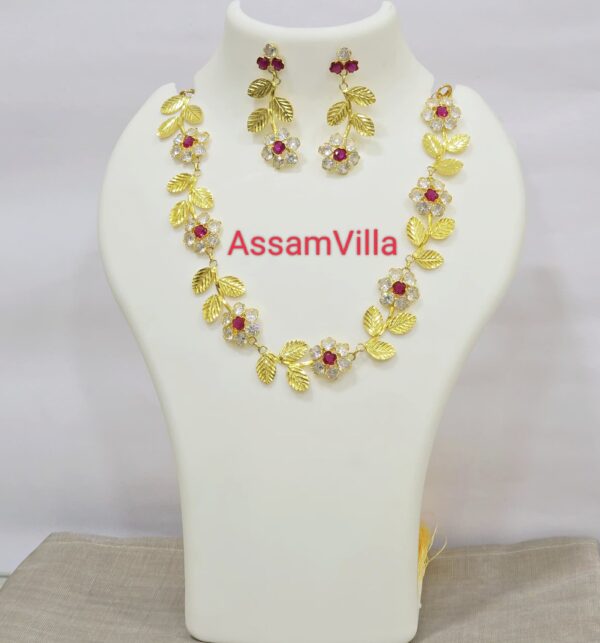 Assamese traditional pure silver based gold polished floral golpota