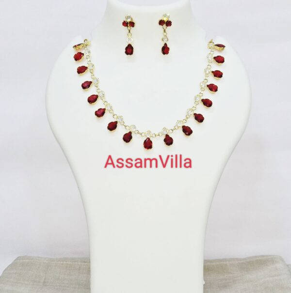 Assamese traditional pure silver based gold polished red stone golpota