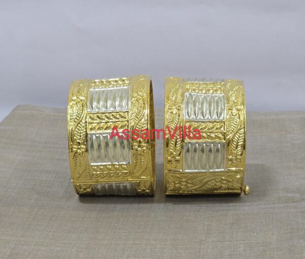 Assamese traditional pure silver based gold polished single layer 5 hilikha gamkharu