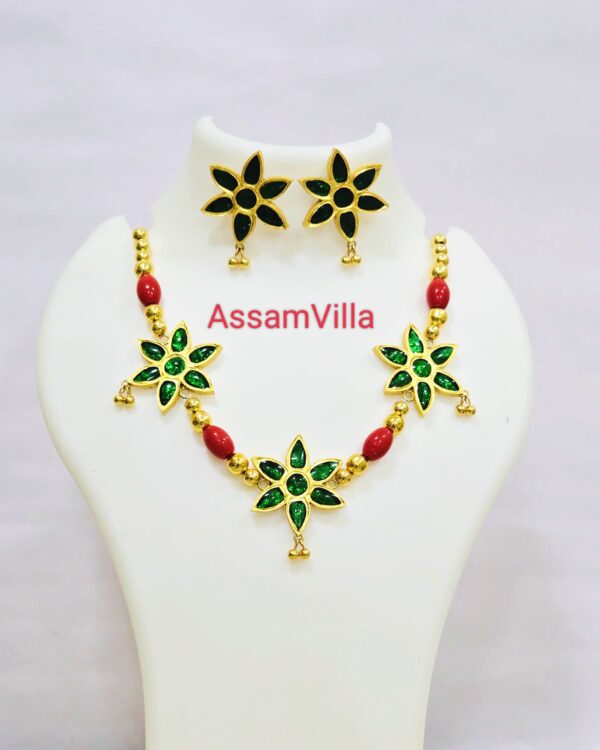 Assamese traditional pure silver based gold foiled flower golpota